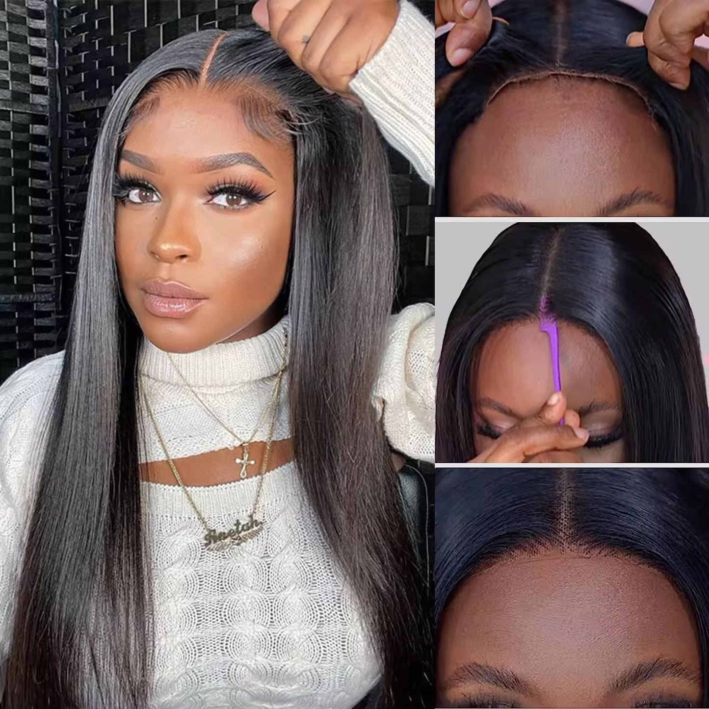 Glueless Straight Human Hair Wig - No Adhesive Needed