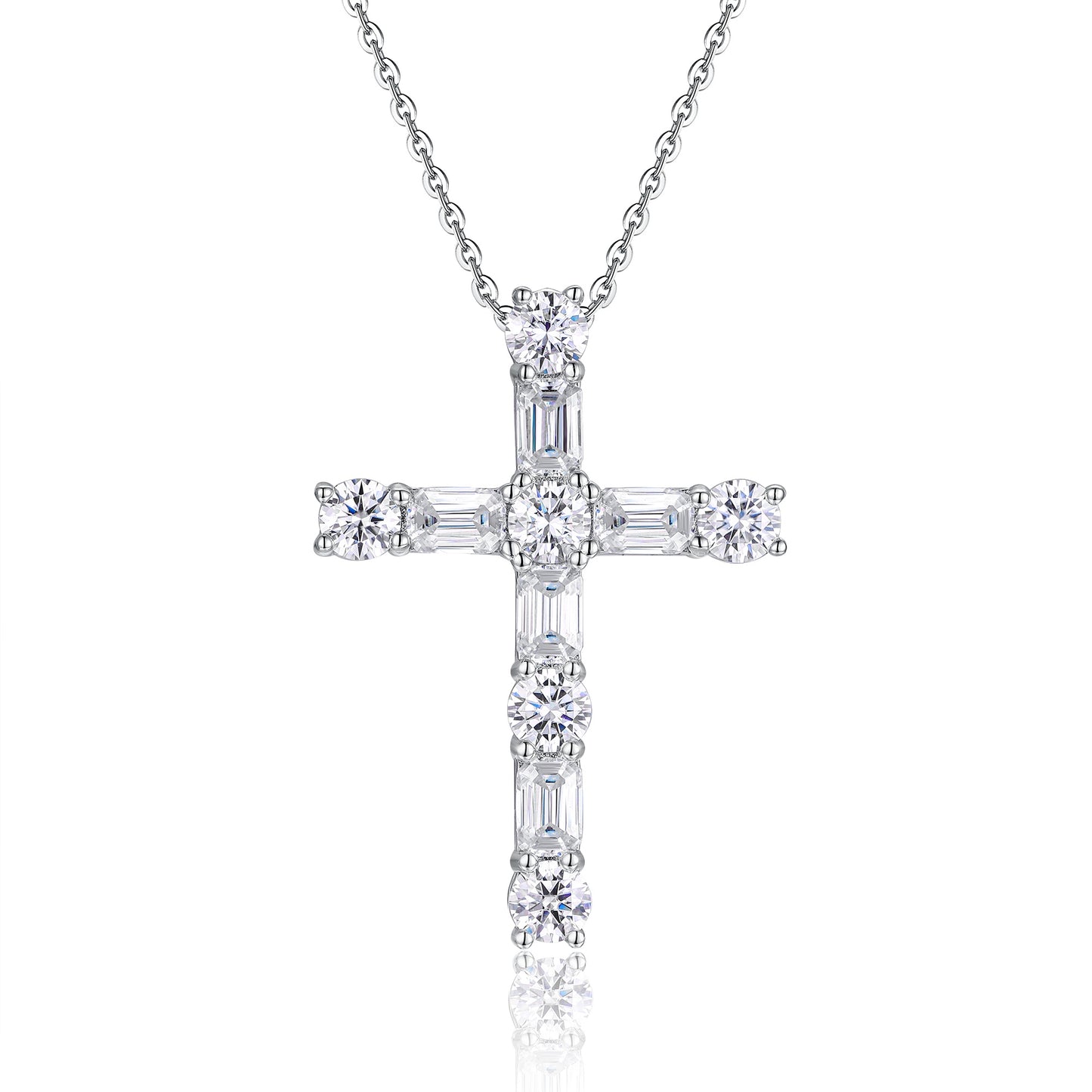 Moissanite Pendant Necklace - S925 Silver Platinum Plated with Chain