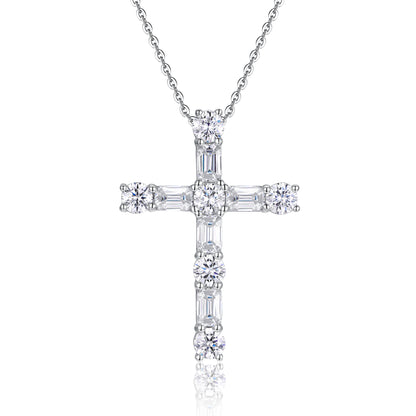 Moissanite Pendant Necklace - S925 Silver Platinum Plated with Chain
