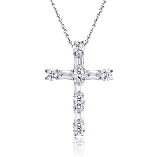 Moissanite Pendant Necklace - S925 Silver Platinum Plated with Chain
