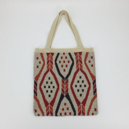 Striped Woven Tote Bag - Large Capacity Polyester Shoulder Bag