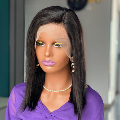 200 Density Bob Human Hair Wig - 13x4 Lace Front with Pre-Plucked Hairline