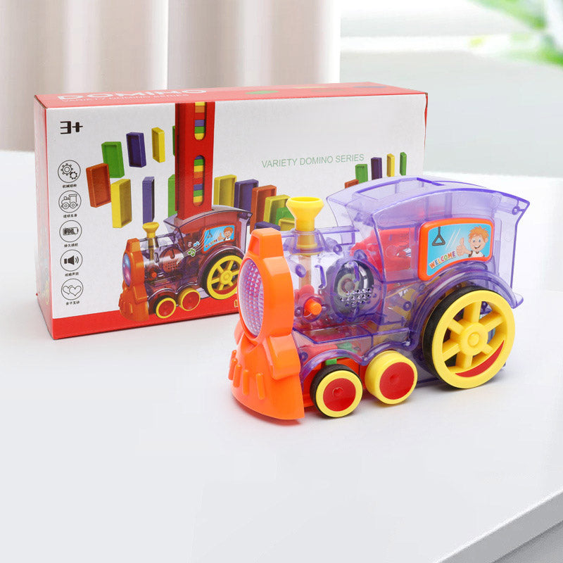 Automatic Domino Train Toy - Electric Building Blocks Train with 100 Dominoes