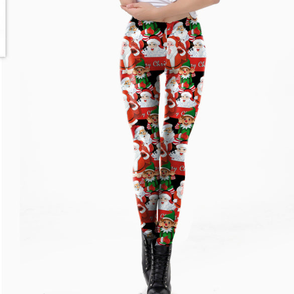 3D Printed High-Waist Yoga Leggings - Women's Full-Length Athletic Pants