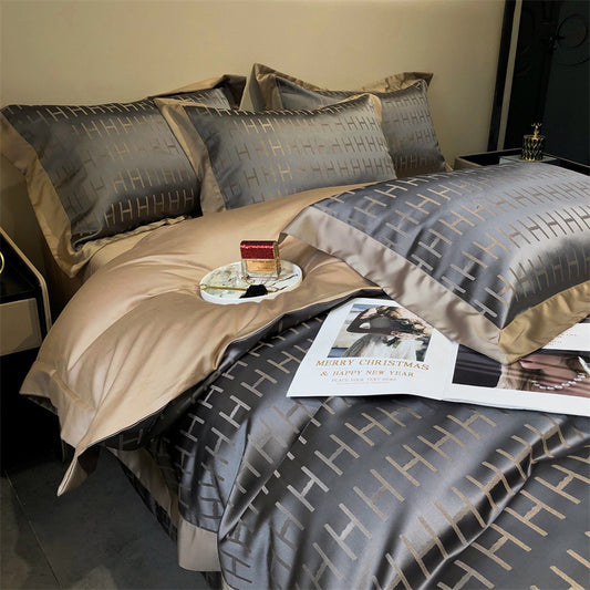Premium European Silk-Cotton Blend 4-Piece Bedding Set - Luxury Duvet Cover Collection