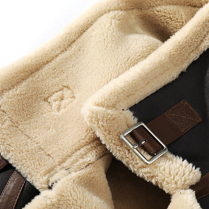 Plus Size Polo Collar Fleece-Lined Jacket - Thickened Fur Winter Coat