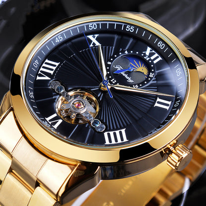 Men's Automatic Mechanical Watch - Moon Phase, 30M Water Resistant, 43mm Stainless Steel