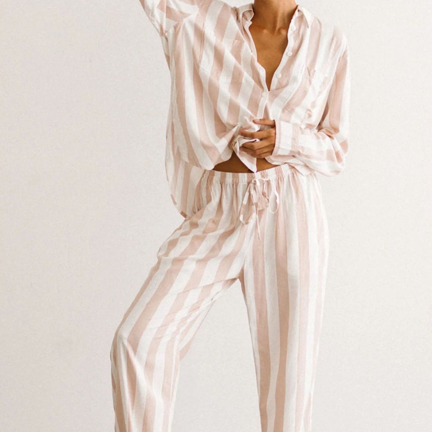 Women's Simple Loose and Comfortable Loungewear Pajamas - Cardigan Style Sleepwear Set