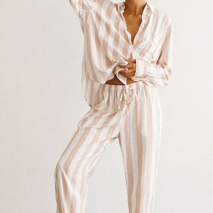 Women's Simple Loose and Comfortable Loungewear Pajamas - Cardigan Style Sleepwear Set