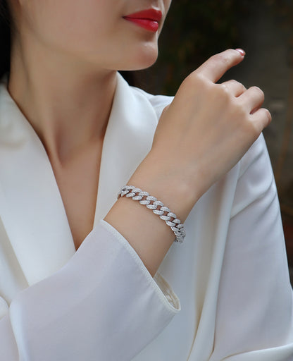 Red Glow Orange Light Moissanite Bracelet Set - S925 Silver Platinum Plated Jewelry