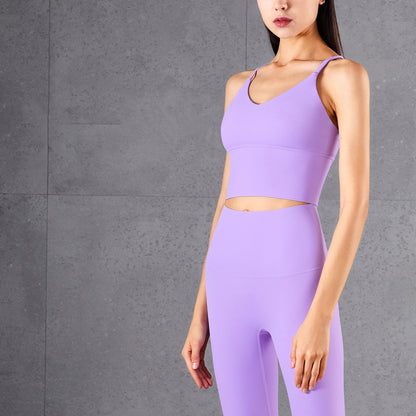 Cross-Back Sports Bra - Wireless Gathered Support with Removable Inserts