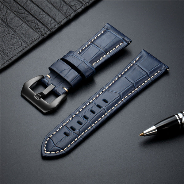 Premium Italian Leather Watch Strap with Quick Release - Bamboo Pattern