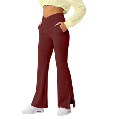 Women's High-Waist Stretch Flare Pants - Nylon Hip-Lifting Skinny Trousers