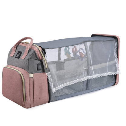 Large Capacity Diaper Backpack with Insulated Pockets - Multi-Function Baby Bag