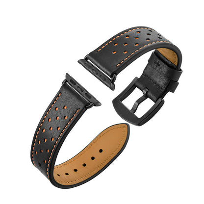 Genuine Leather Apple Watch Band - Breathable Perforated Design