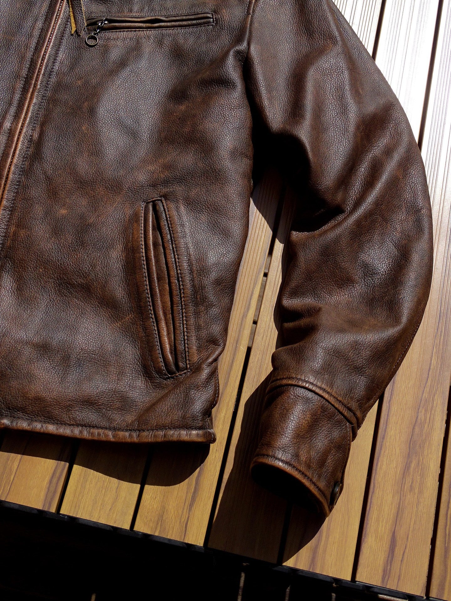 Washed Vintage Soft Leather Coat - Relaxed Fit Jacket