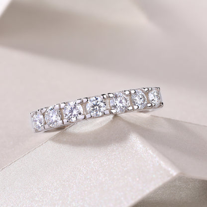 0.1 Carat Moissanite Sterling Silver Ring - Platinum Plated Wedding Band