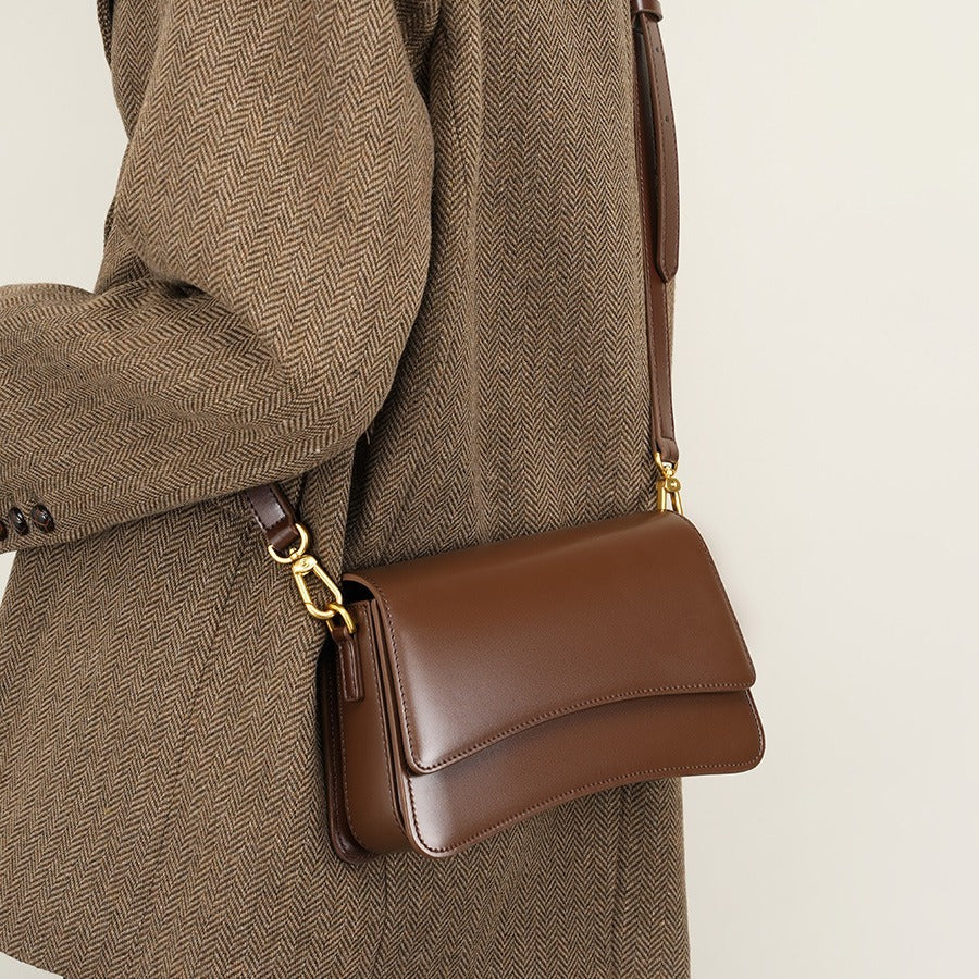 Fashion Trendy Shoulder Bag - Women's Two-Layer Cowhide Leather Crossbody Bag