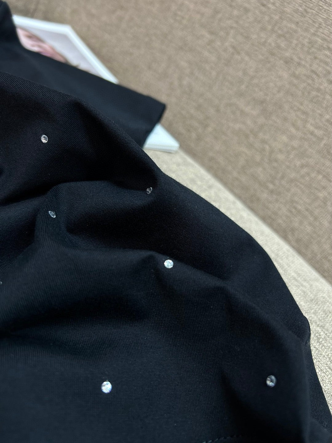 Women's Rhinestone Embellished Cotton T-Shirt - Round Neck Short Sleeve Top