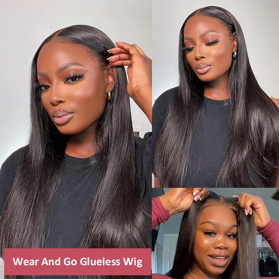 Glueless Straight Human Hair Wig - No Adhesive Needed