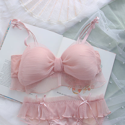 Two-Piece Bra and Shorts Set with Bow Detail - Cotton Lined