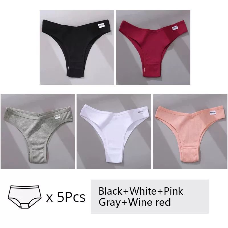Women's Cotton Underwear 5-Piece Set - Mid-Rise Comfort Panties M-XL