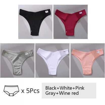 Women's Cotton Underwear 5-Piece Set - Mid-Rise Comfort Panties M-XL