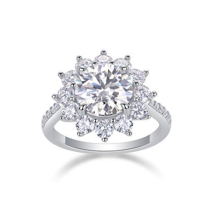 3 Carat Moissanite Sterling Silver Ring - Platinum Plated Wedding Band