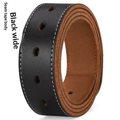 Vintage Genuine Cowhide Leather Belt for Men - Pin Buckle Square Design