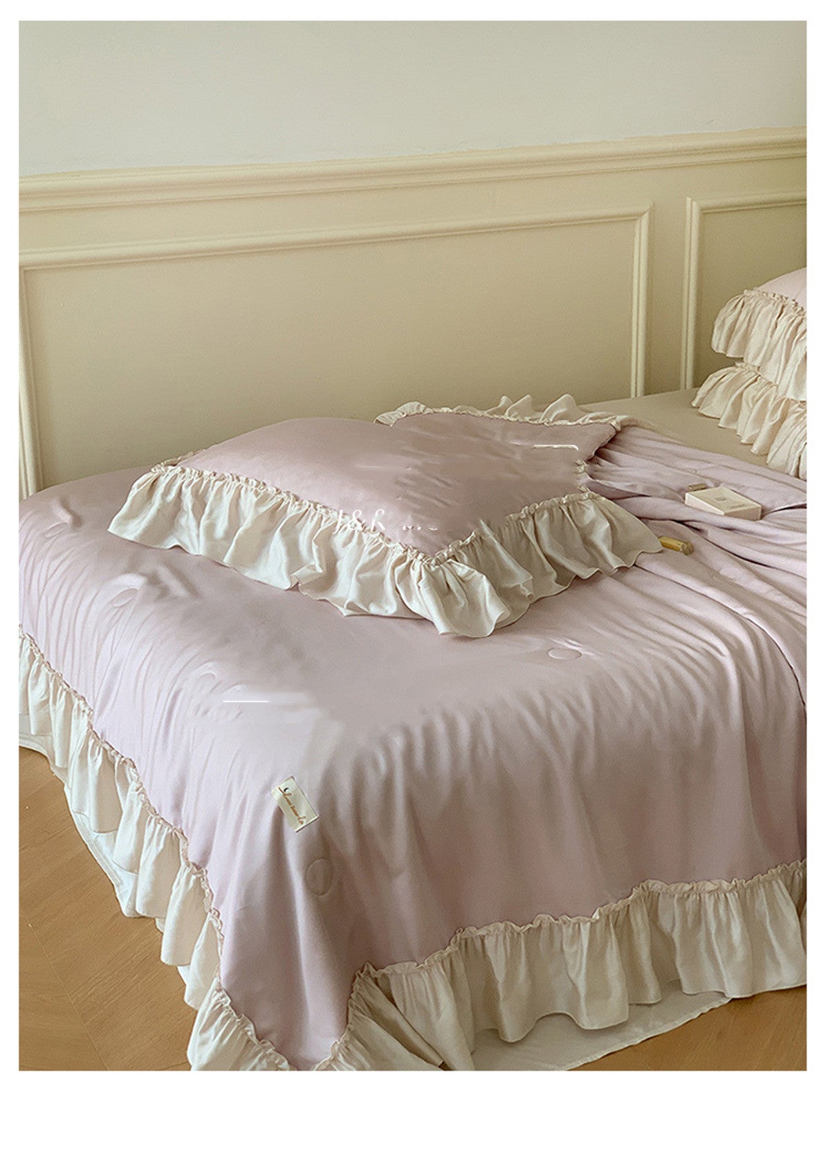 French Lotus Leaf Ice Silk 4-Piece Bedding Set