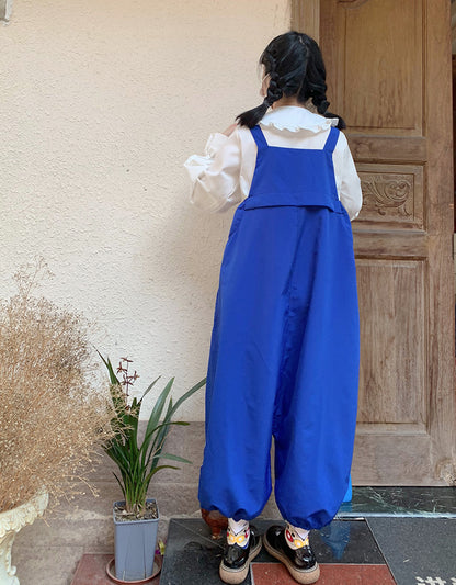 Bow Detail Loose Fit Bib Overalls - Wide Leg Jumpsuit Pants