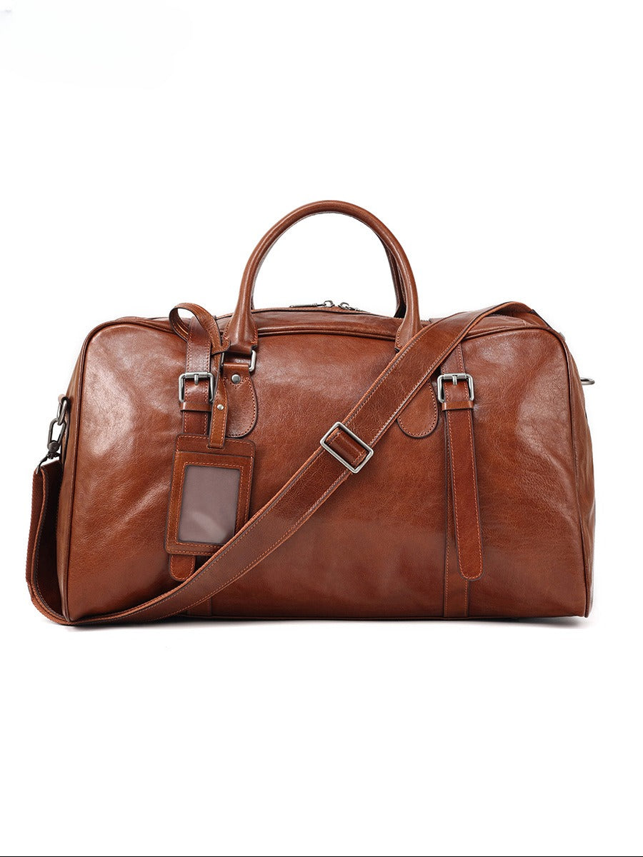 Large-Capacity Genuine Leather Travel Bag - Business Commute & Short Trips