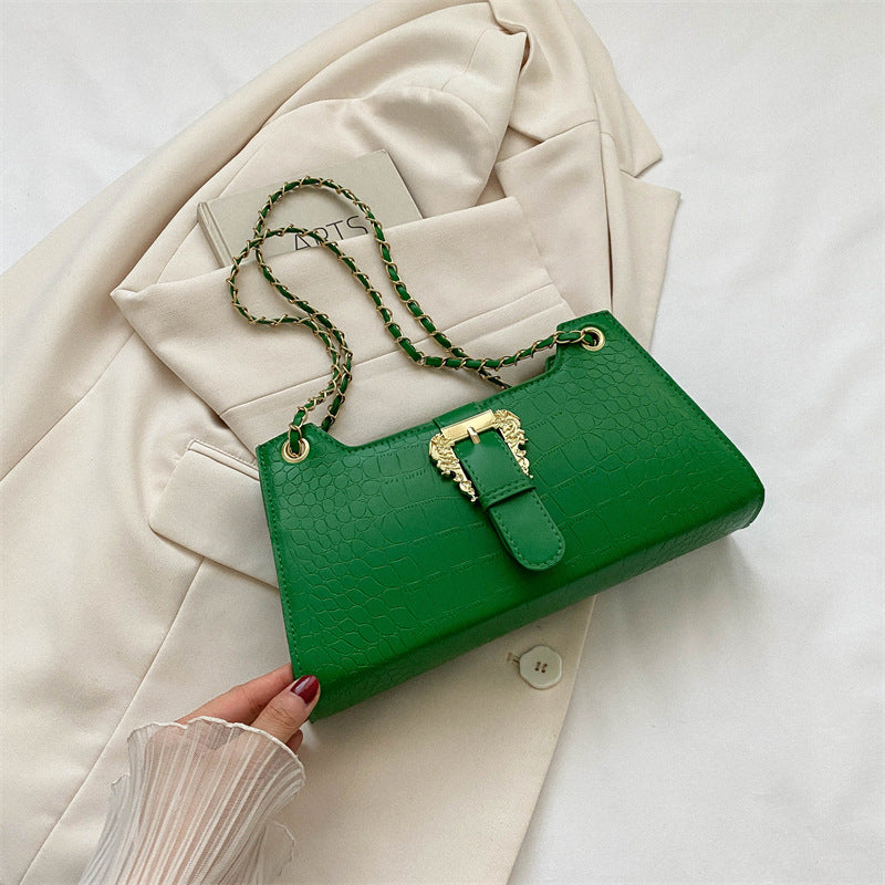 PU Leather Chain Crossbody Bag - Small Square Shoulder Bag with Phone Pocket