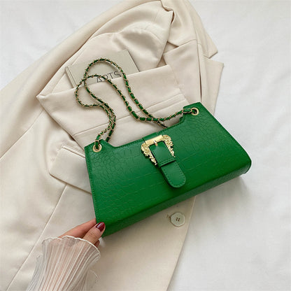 PU Leather Chain Crossbody Bag - Small Square Shoulder Bag with Phone Pocket