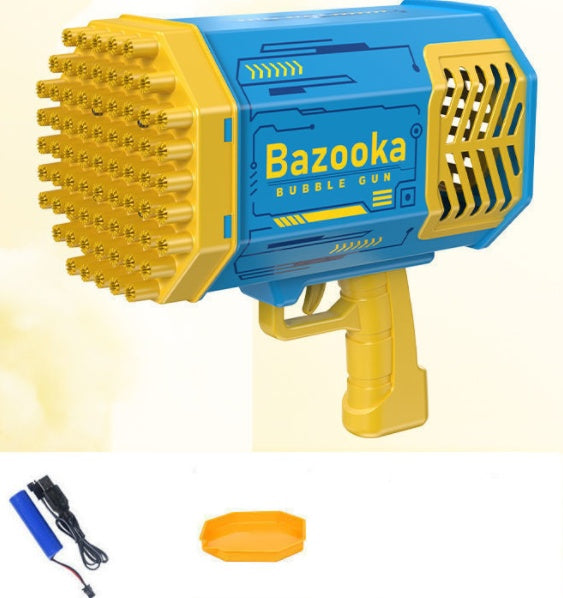 Bubble Gun Rocket - 69-Hole Automatic Bubble Machine with LED Lights