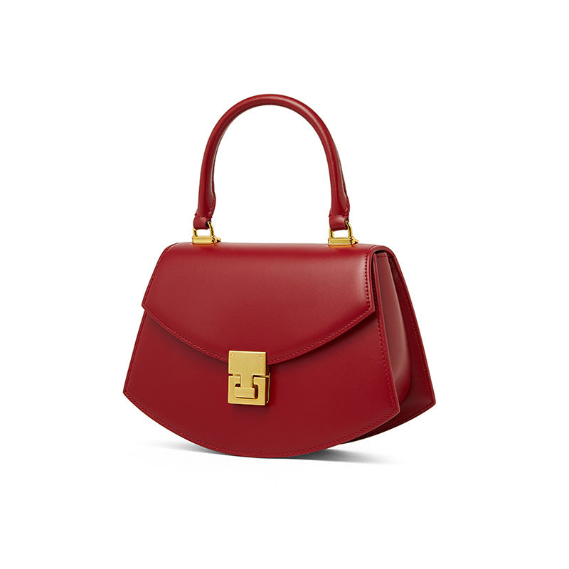 Women's Genuine Leather Shell Handbag - Two-Layer Cowhide Shoulder Bag