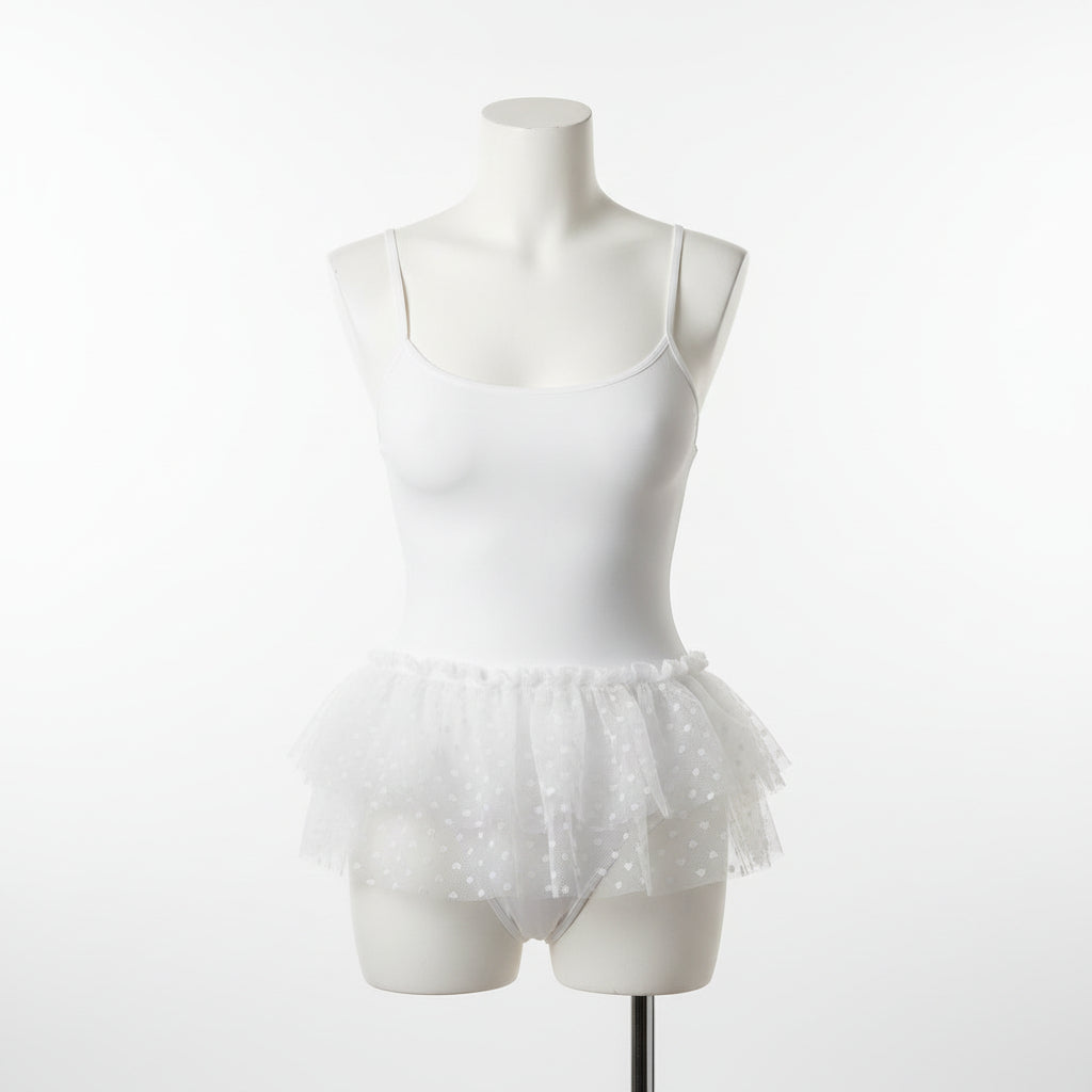 Women's Lace Bow Lingerie Set with Stockings - Delicate One-Piece Bodysuit