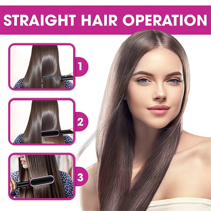 2-in-1 Hair Straightener & Curling Comb | Tourmaline Ceramic | Negative Ion Electric Hair Brush