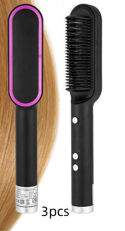 2-in-1 Hair Straightener & Curling Comb | Tourmaline Ceramic | Negative Ion Electric Hair Brush