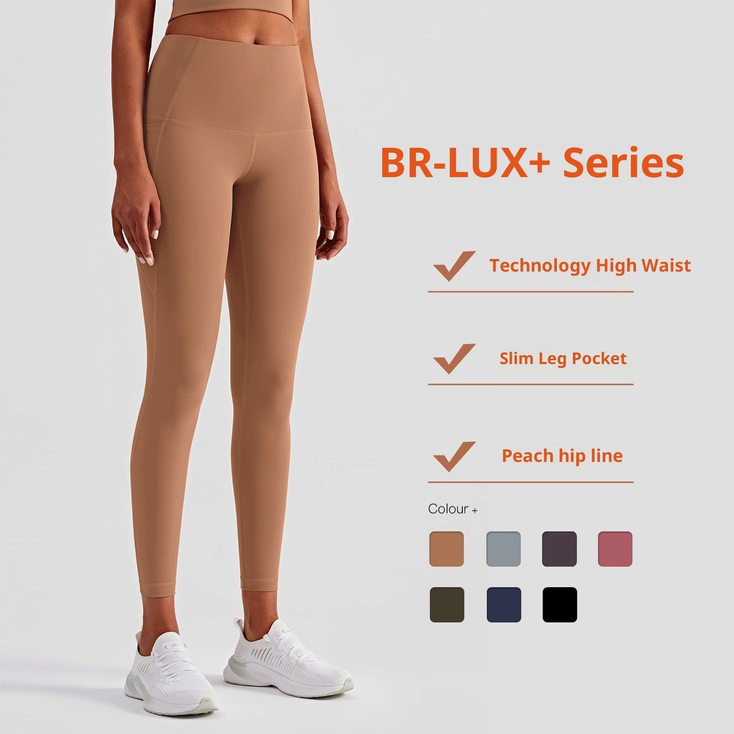 High-Waist Yoga Pants with Pockets - Women's Brushed Nylon Fitness Leggings