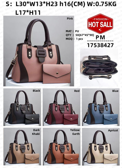 Urban Minimalist PU Leather Handbag Set - Chain Detail Tote Collection