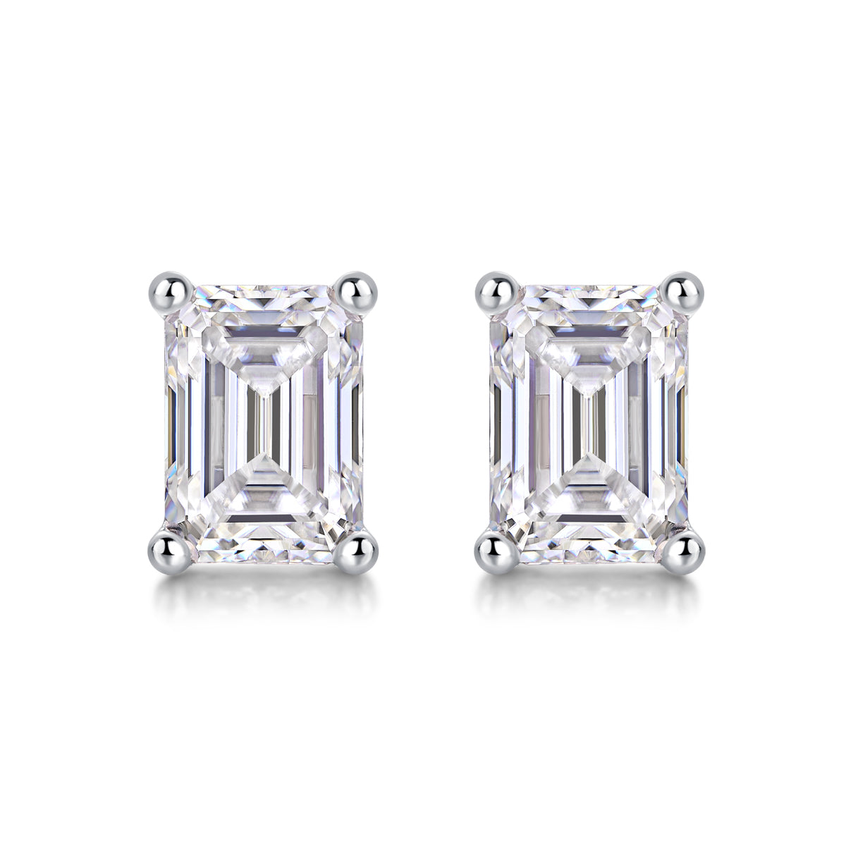 Moissanite Stud Earrings - S925 Silver Platinum Plated Octagonal Cut