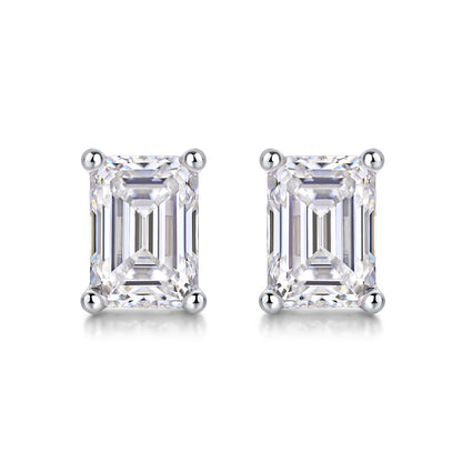 Moissanite Stud Earrings - S925 Silver Platinum Plated Octagonal Cut