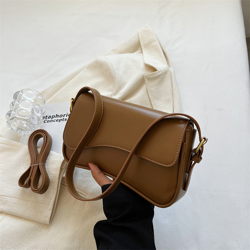 Women's Minimalist Crossbody Bag - Vegan Leather Magnetic Flap Shoulder Purse