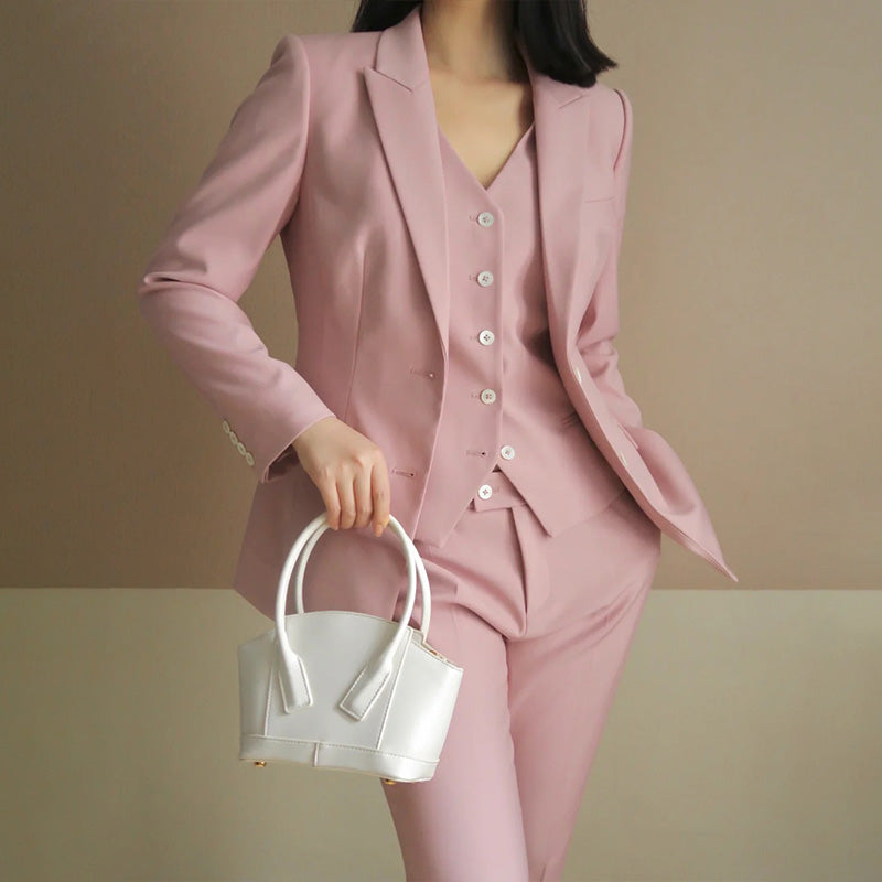 Women's Slim Pencil Pants Suit - Professional Three-Piece Set