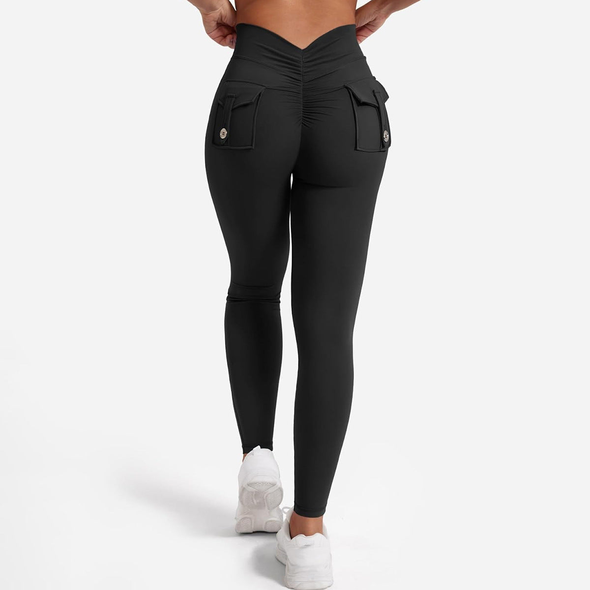 Peach Hip Yoga Pants with Pockets - Super Stretch Workout Leggings