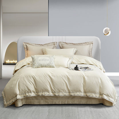 Premium Long-Staple Cotton Jacquard 4-Piece Bedding Set - European Style