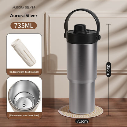Insulated Straw Tumbler with Ceramic or Stainless Steel Liner - 725ml