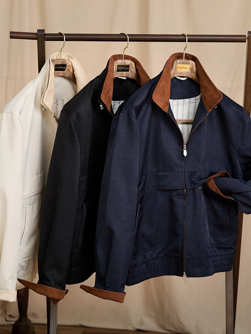 Men's Stand Collar Jacket - Color Block Slim Fit Coat
