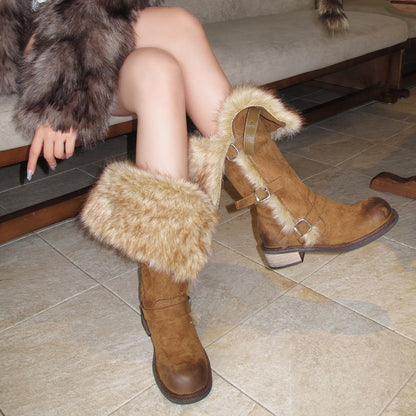 Women's Fleece-Lined Tall Snow Boots - Insulated Waterproof Winter Boots
